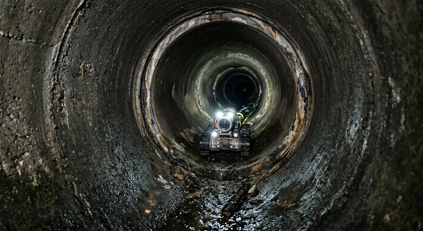 Robotic sewer camera inspecting pipe interior for Drain Snake Service in Davenport